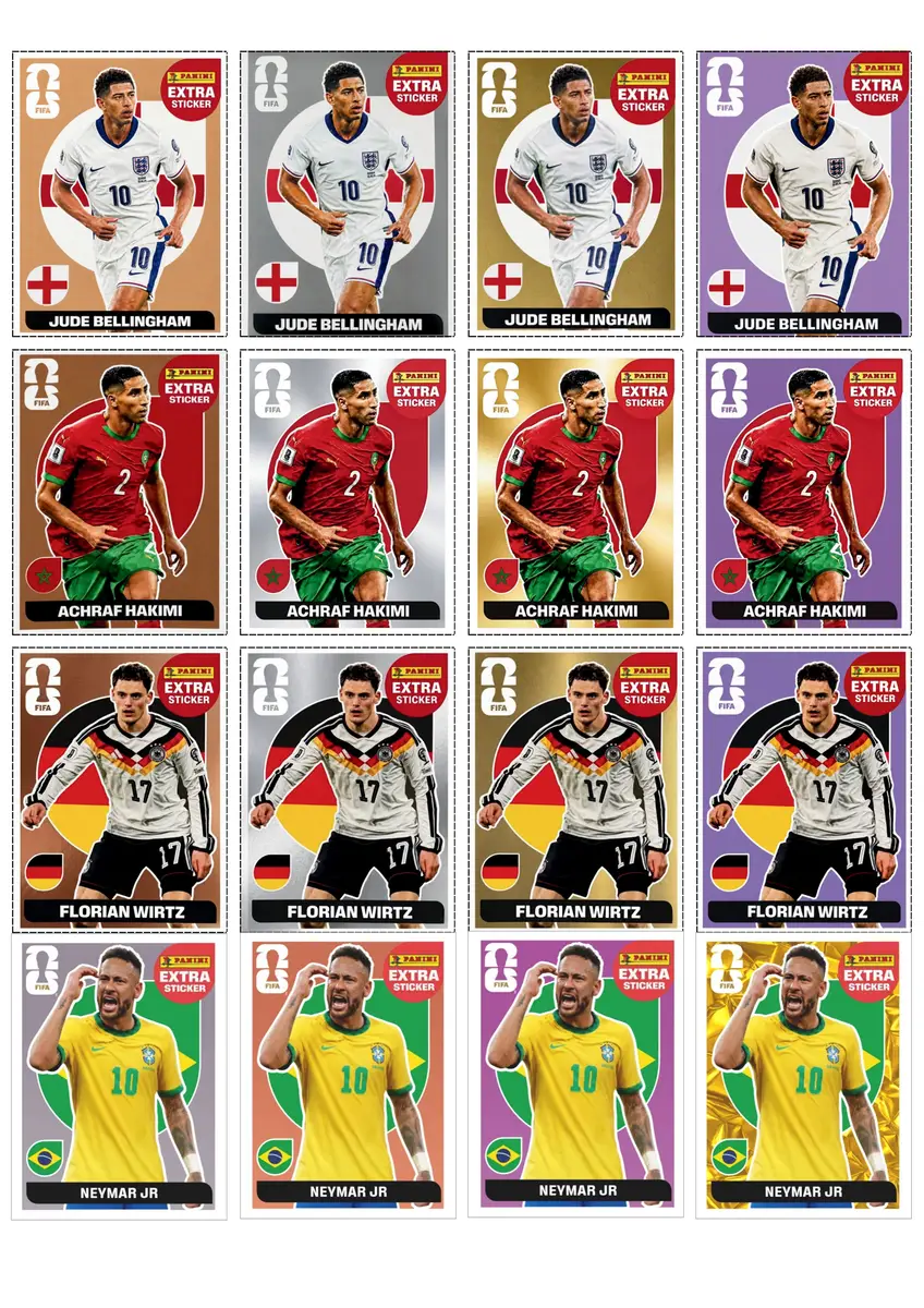 Figurinhas Extra Stickers Ouro e Prata Copa 2026 PDF Raras 5 Figurinhas Extra Stickers Ouro e Prata Copa 2026 PDF Raras