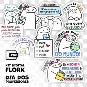 Flork Dia dos Professores Kit Arquivos Digitais Imagens Png