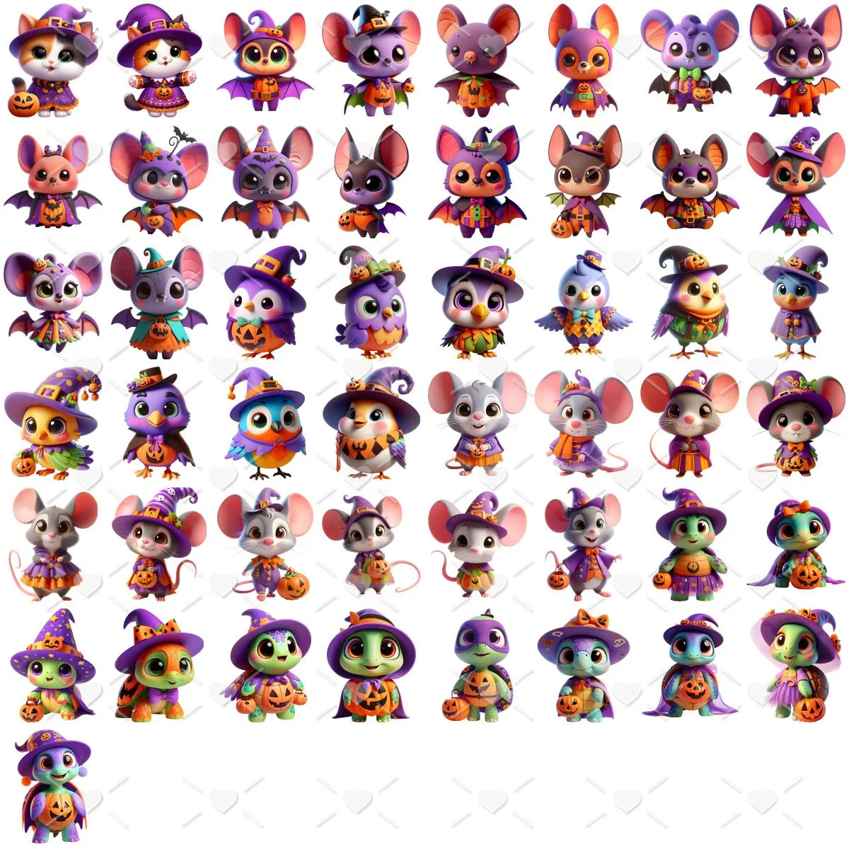 Ilustrações Animais Fofos Halloween Cute 3D Fofo Imagens Png