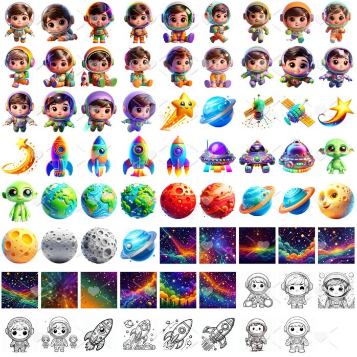 Ilustracoes Astronauta Cute 3d Fofo Imagens Png Kit Digital