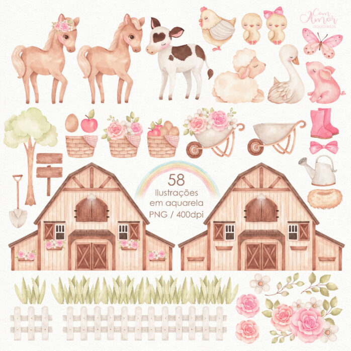 Ilustrações Fazendinha Menina Png Campo Fazenda Fofa Cute