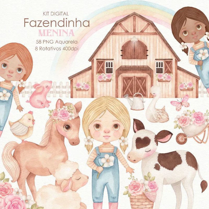 Ilustrações Fazendinha Menina Png Campo Fazenda Fofa Cute 1 Ilustrações Fazendinha Menina Png Campo Fazenda Fofa Cute