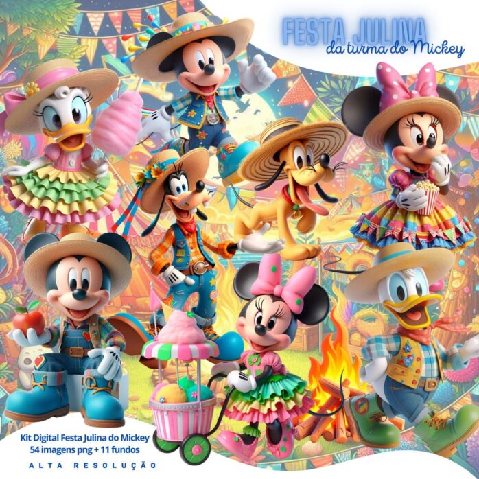 Ilustrações Festa Junina Mickey Png Baby Fofo Kit Digital 3D