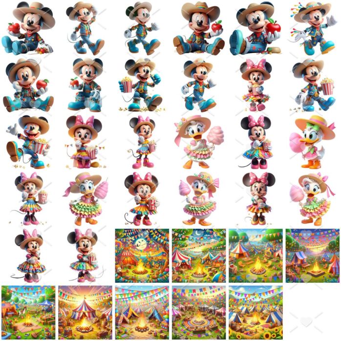 Ilustrações Festa Junina Mickey Png Baby Fofo Kit Digital 3D
