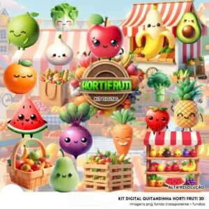 Ilustrações Hortifruti Fruteira Frutinhas e Vegetais Fofos