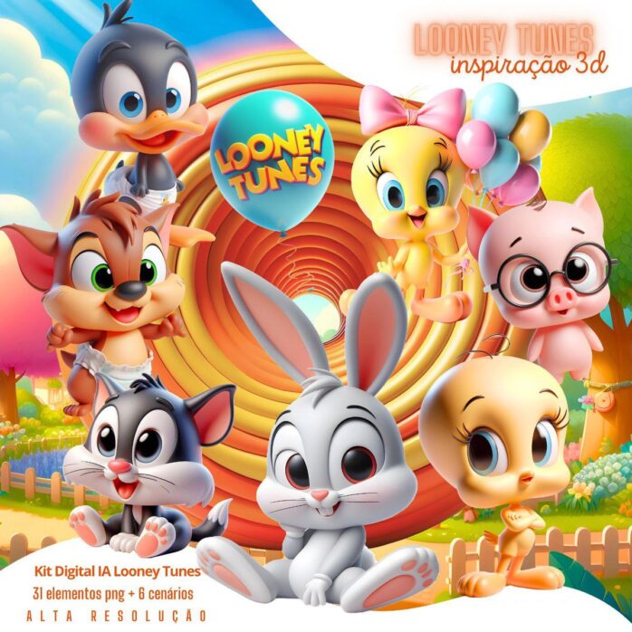 Ilustrações Looney Tunes Png Baby Fofo Kit Digital 3D