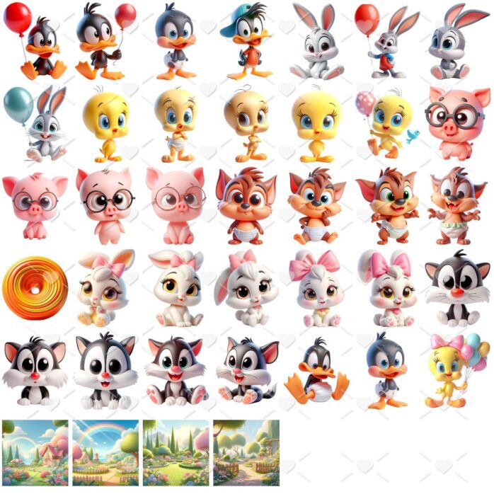 Ilustrações Looney Tunes Png Baby Fofo Kit Digital 3D