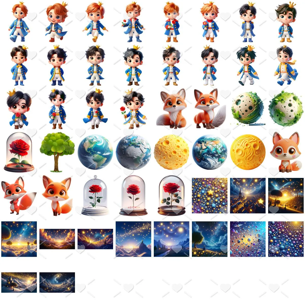 Ilustrações O Pequeno Príncipe Png Baby Fofo Kit Digital 3D