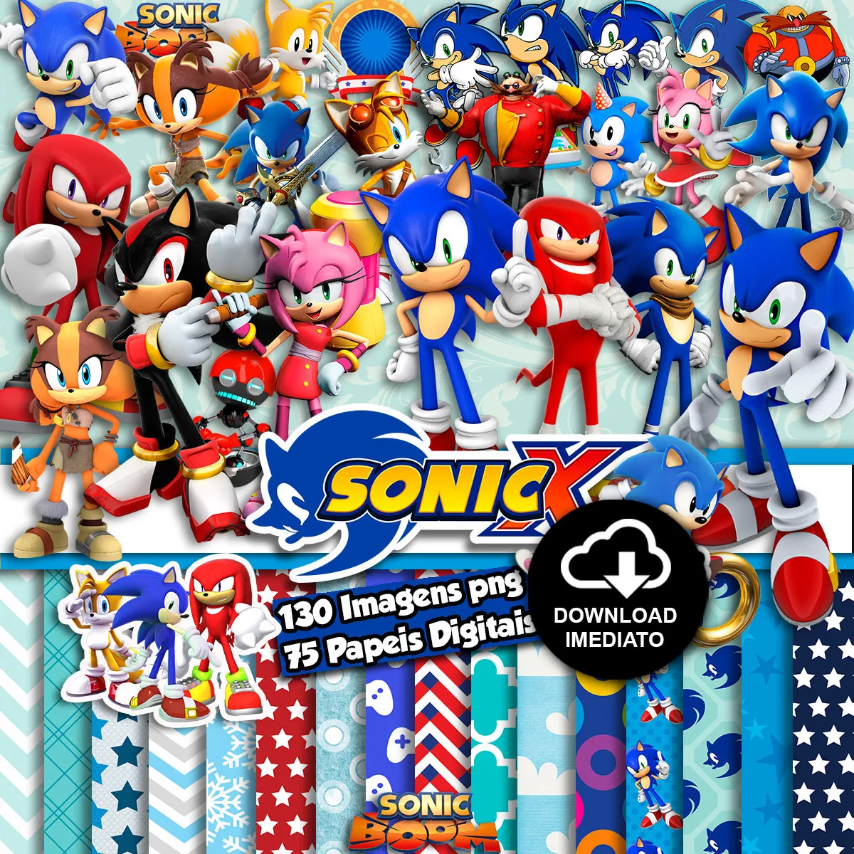 Ilustrações Sonic Png Arquivo Digital Para Criar e Imprimir