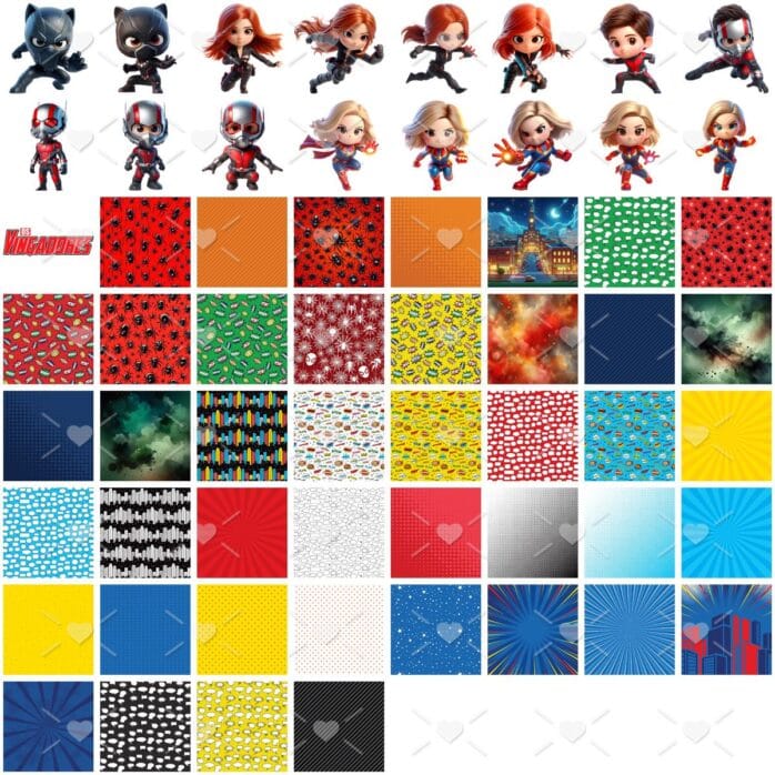 Ilustrações Vingadores Png Baby Fofo Kit Digital 3D