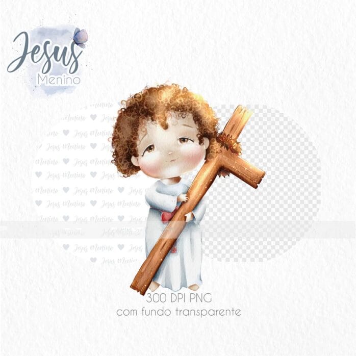 Jesus Menino Kit Digital Santinhos e Ilustrações em Png
