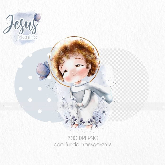 Jesus Menino Kit Digital Santinhos e Ilustrações em Png