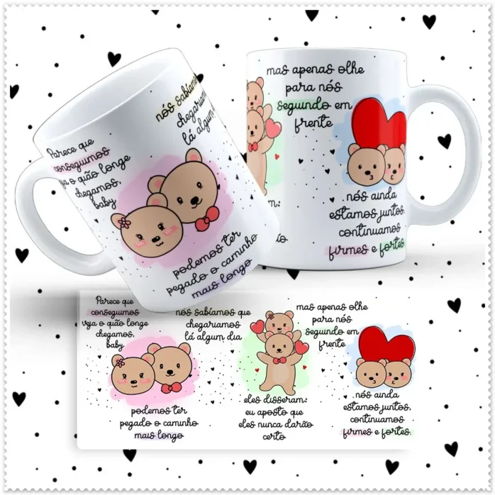 Kit Amor de Ursinho: Artes para Caneca Dia dos Namorados