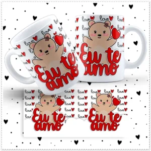 Kit Amor de Ursinho: Artes para Caneca Dia dos Namorados