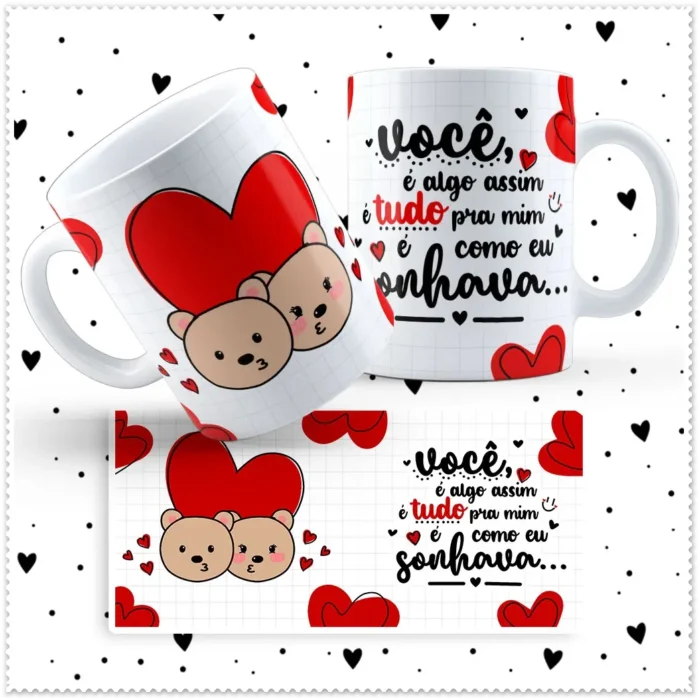 Kit Amor de Ursinho: Artes para Caneca Dia dos Namorados
