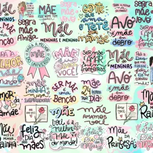 Kit Arquivo Lettering Frases Dia Das Mães Png Fofo Mimo Arte