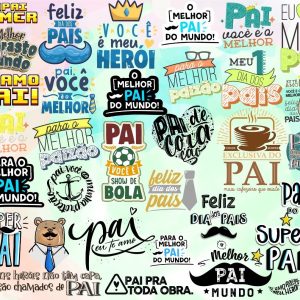 Kit Arquivos Lettering Frases Dia Dos Pais Papai Herói Png