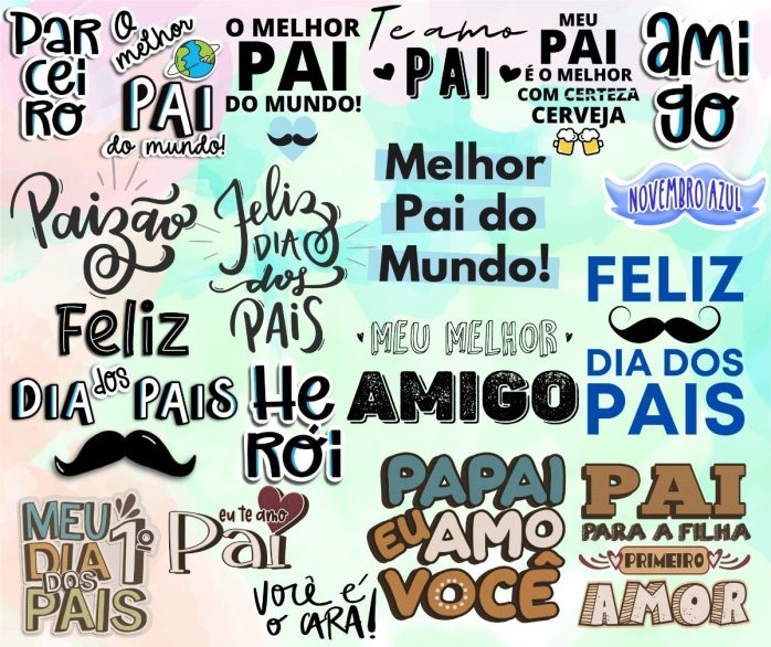 Kit Arquivos Lettering Frases Dia Dos Pais Papai Herói Png