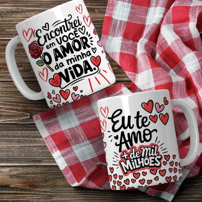 Kit Artes Digitais Canecas - Especial Dia dos Namorados