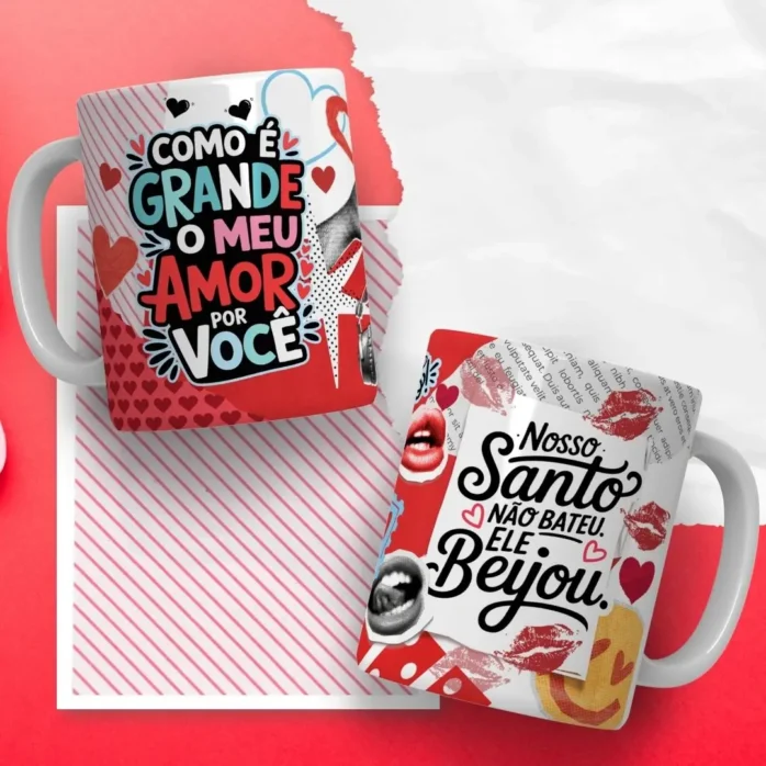 Kit Artes Digitais Canecas - Especial Dia dos Namorados