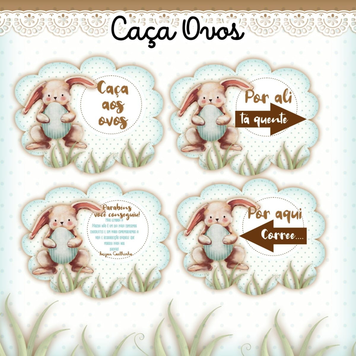 Kit Digital Páscoa Aquarela Floral Caça aos Ovos Coelhinha 2 Kit Digital Páscoa Aquarela Floral Caça aos Ovos Coelhinha - Imagem 2