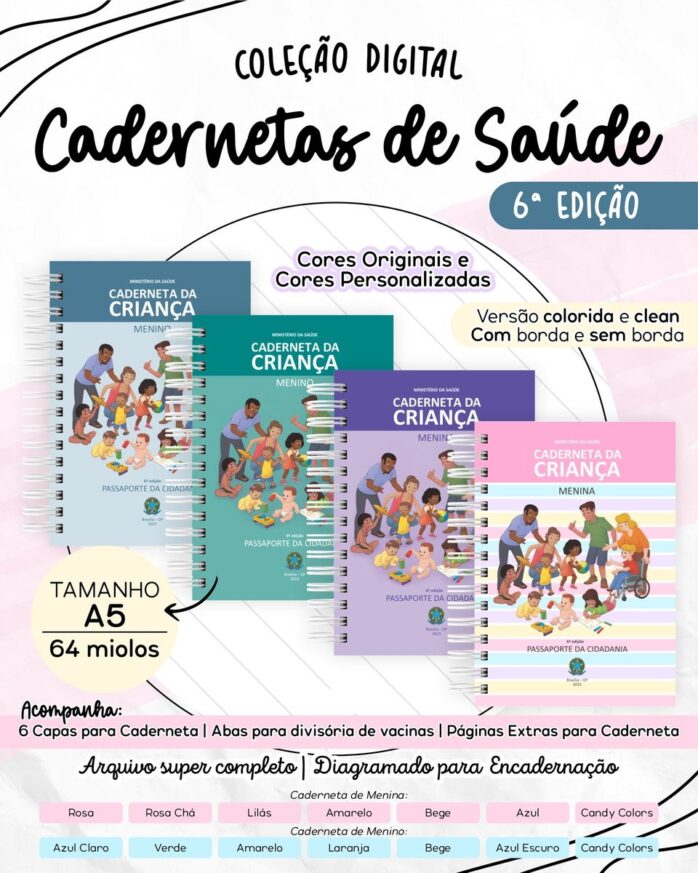 Kit Caderneta de Saúde 6 Edição - Encadernação
