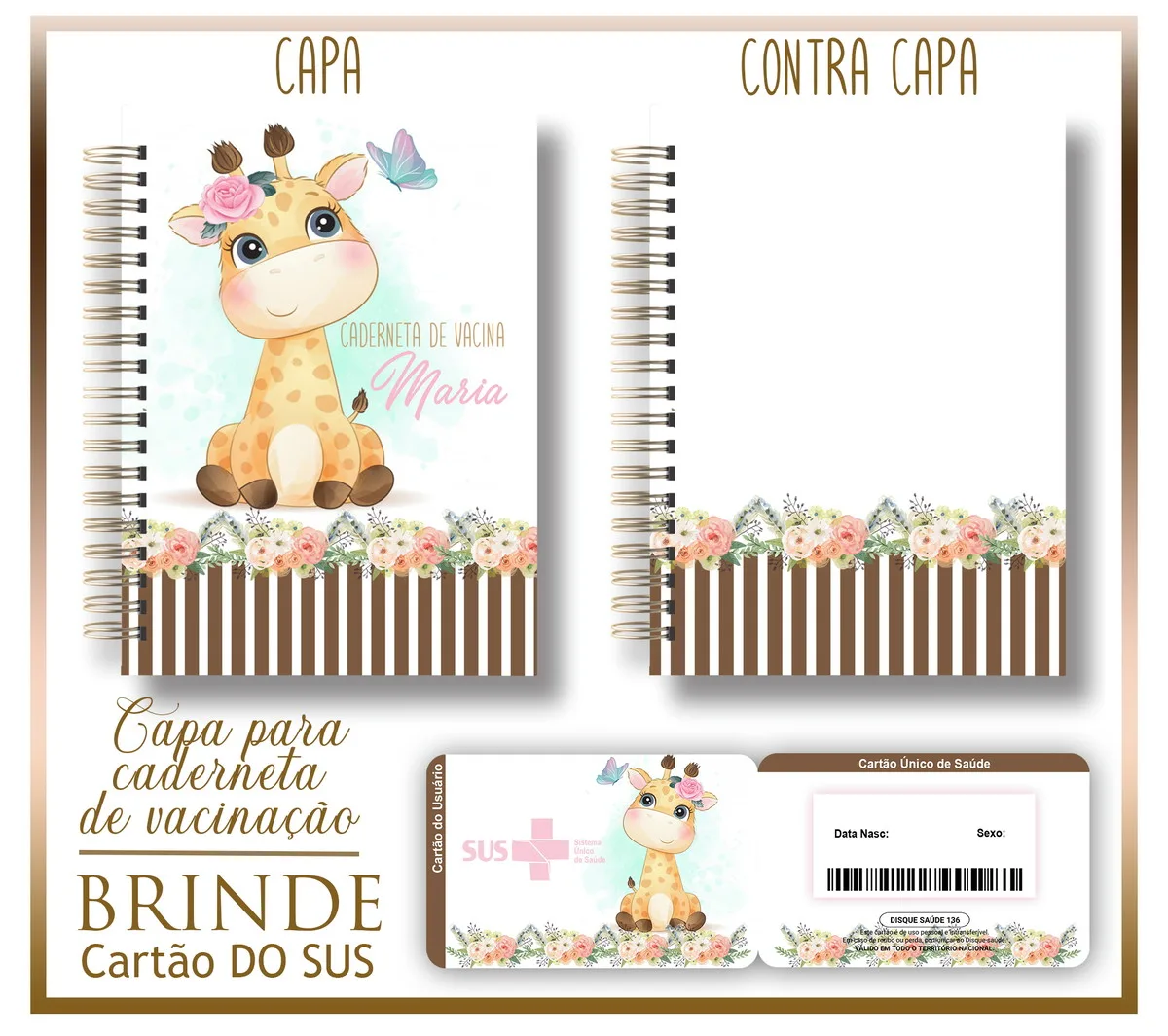 Kit Capa e Cartão Sus Girafa Baby 1 Kit Capa e Cartão Sus Girafa Baby