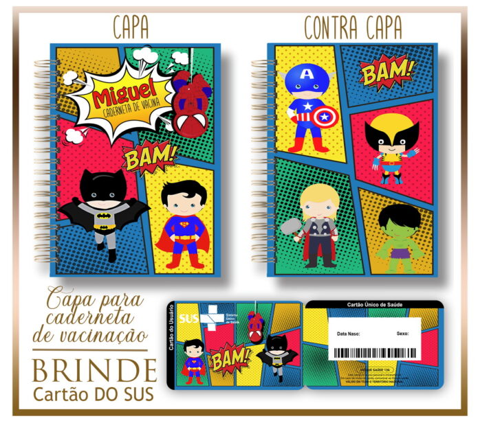 Kit Capa e Cartão Sus Super Heróis