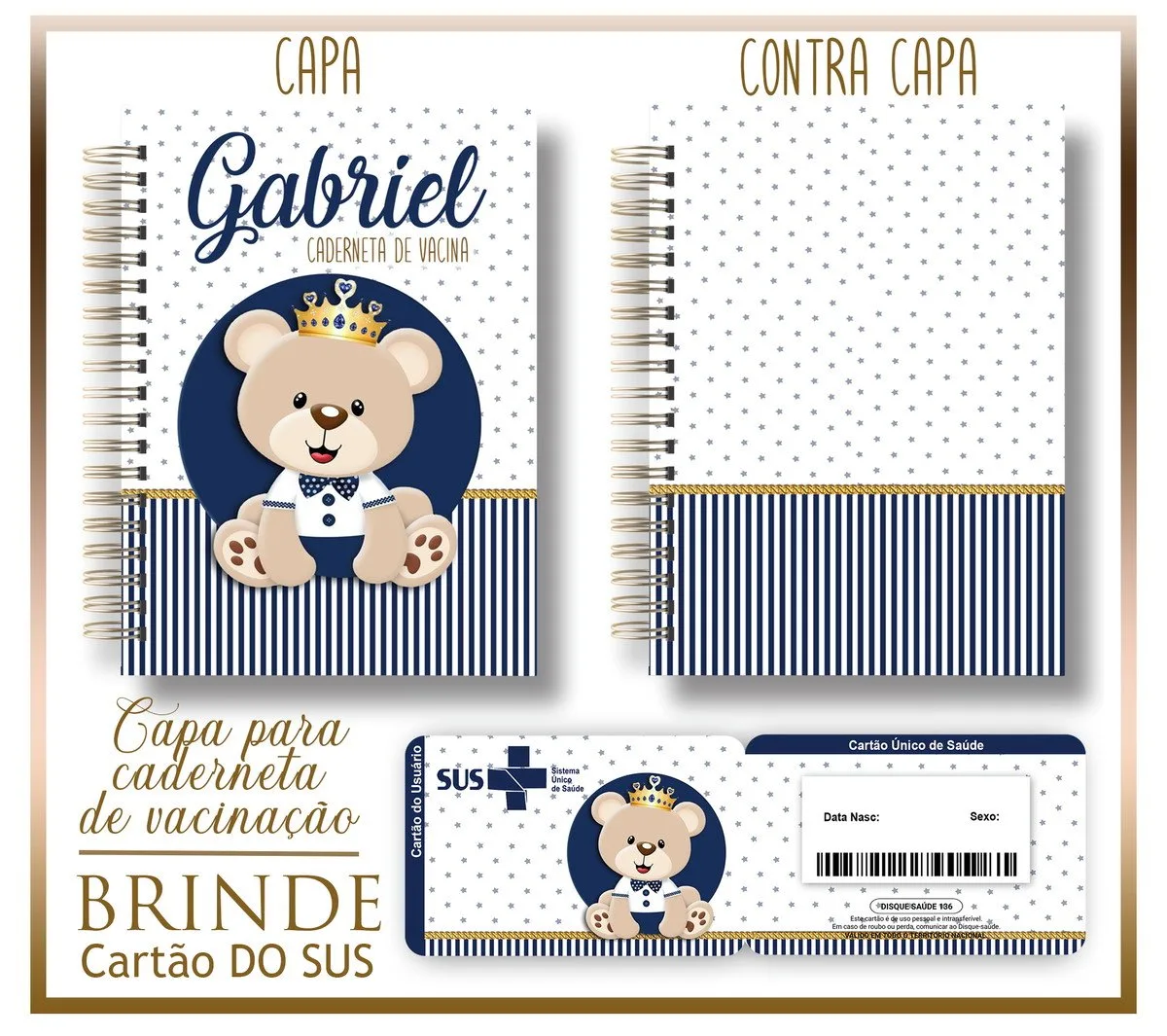 Kit Capa e Cartão Sus Ursinho Príncipe 1 Kit Capa e Cartão Sus Ursinho Príncipe