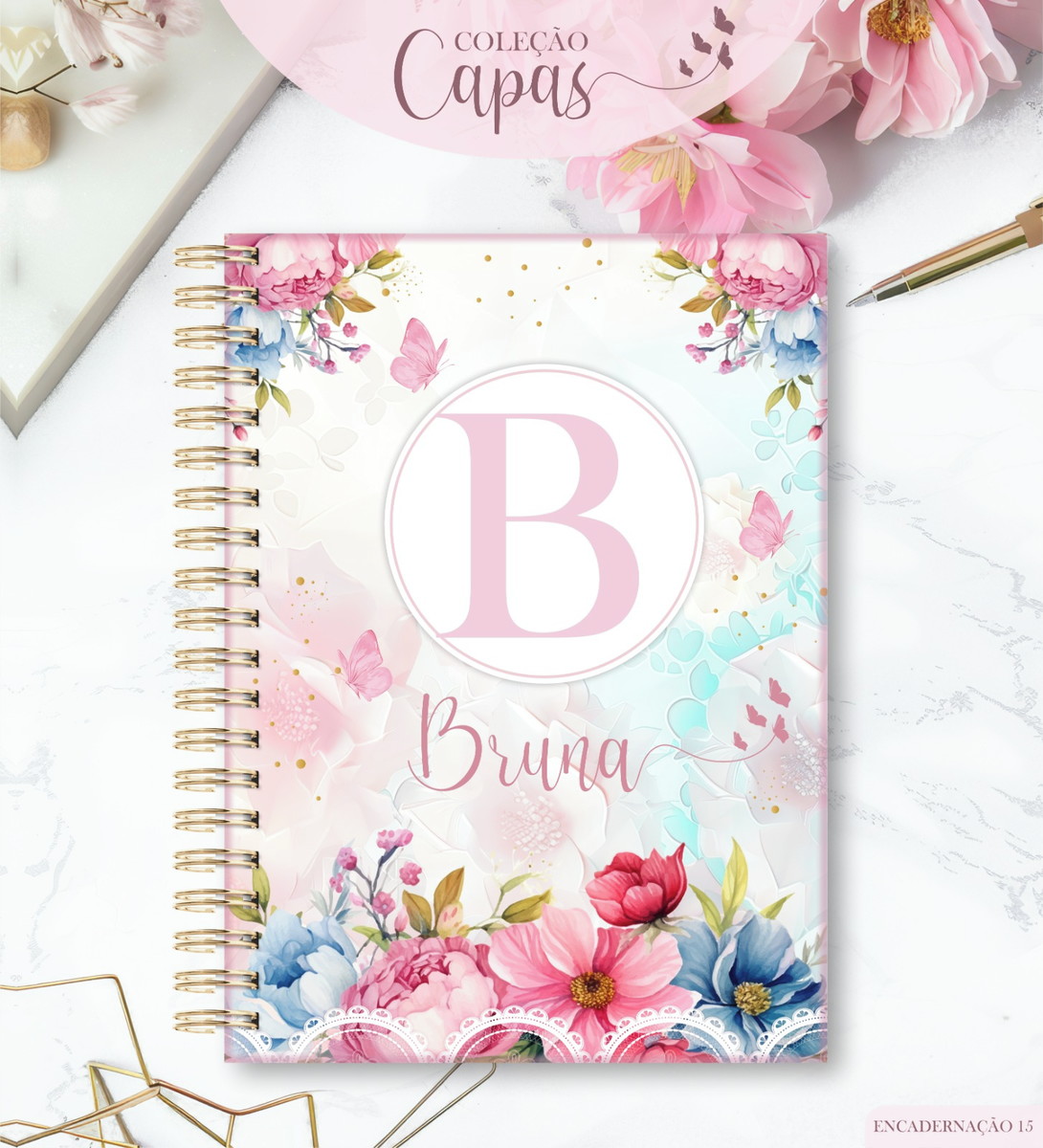 Kit Capas A5 e Artes para Canecas Floral Vintage 4 Kit Capas A5 e Artes para Canecas Floral Vintage - Imagem 4