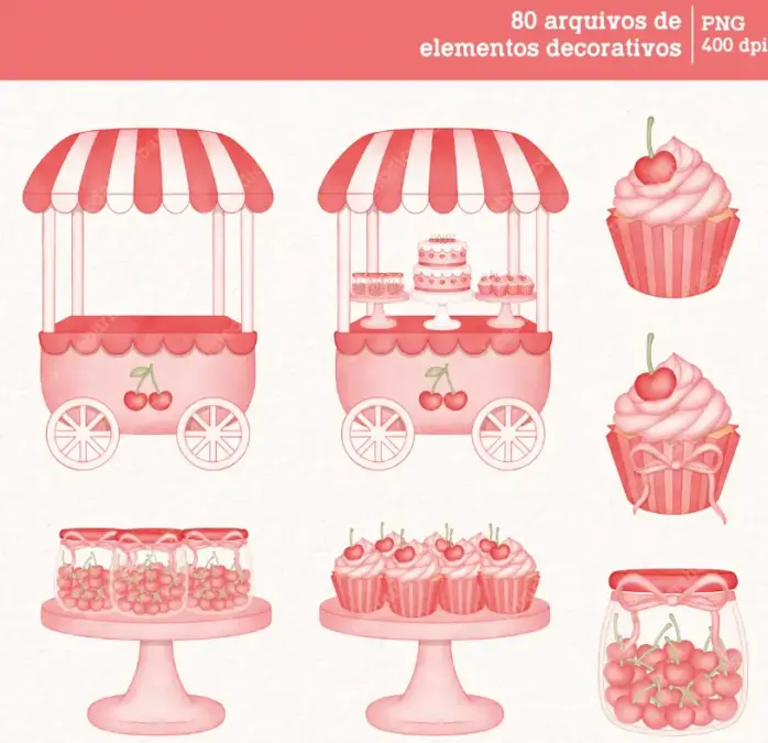 Kit Cerejas Em Aquarela Png Para Personalizados E Sublimacao 5