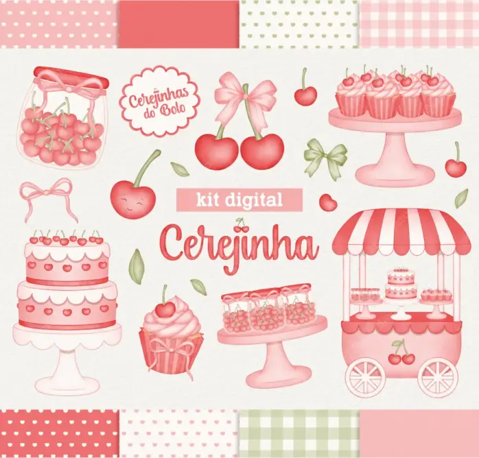 Kit Cerejas Em Aquarela Png Para Personalizados E Sublimacao 7