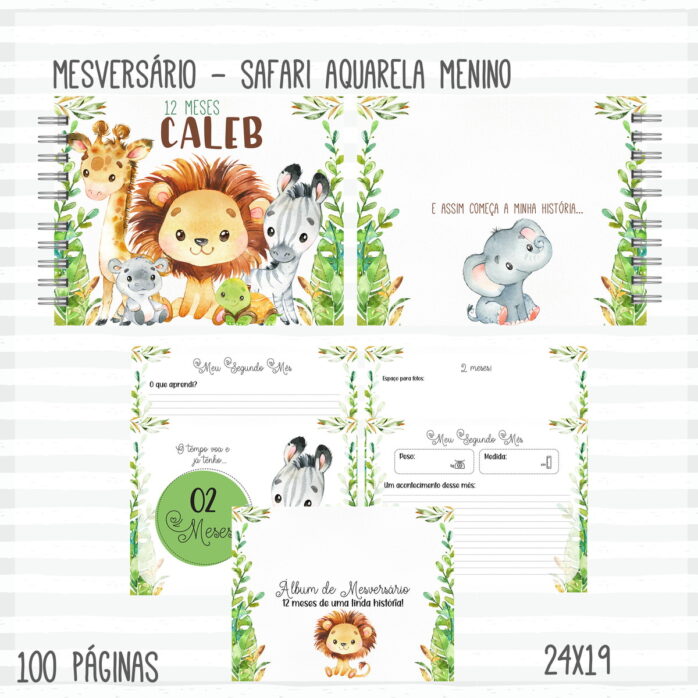 Kit Completo Bebê Safari Aquarela Menino