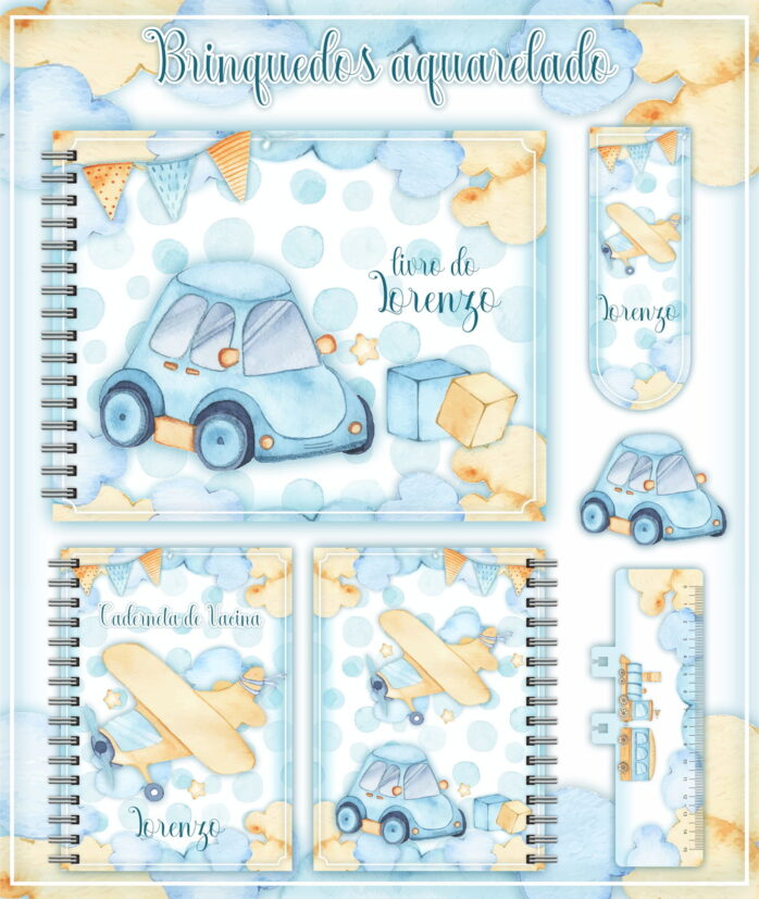 Kit Completo Brinquedos Aquarelados Bebê