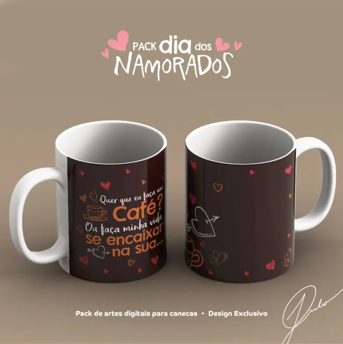 Kit de Artes para Canecas de Namorados - JPEG Prontos