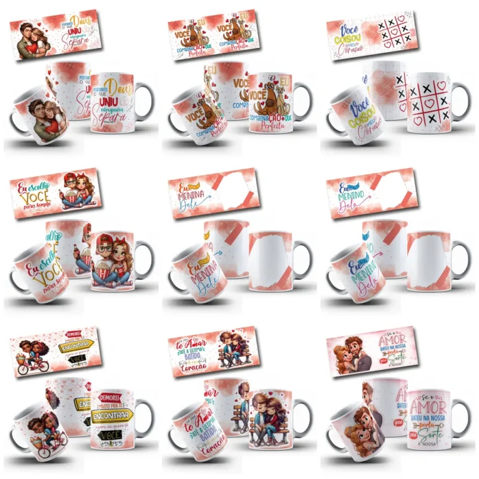 Kit de Designs para Caneca de Namorados em JPG