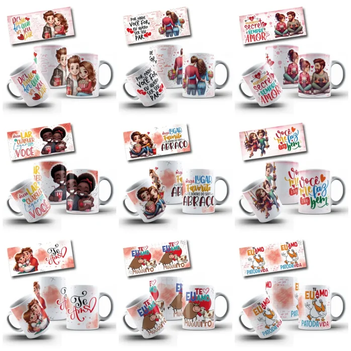 Kit de Designs para Caneca de Namorados em JPG