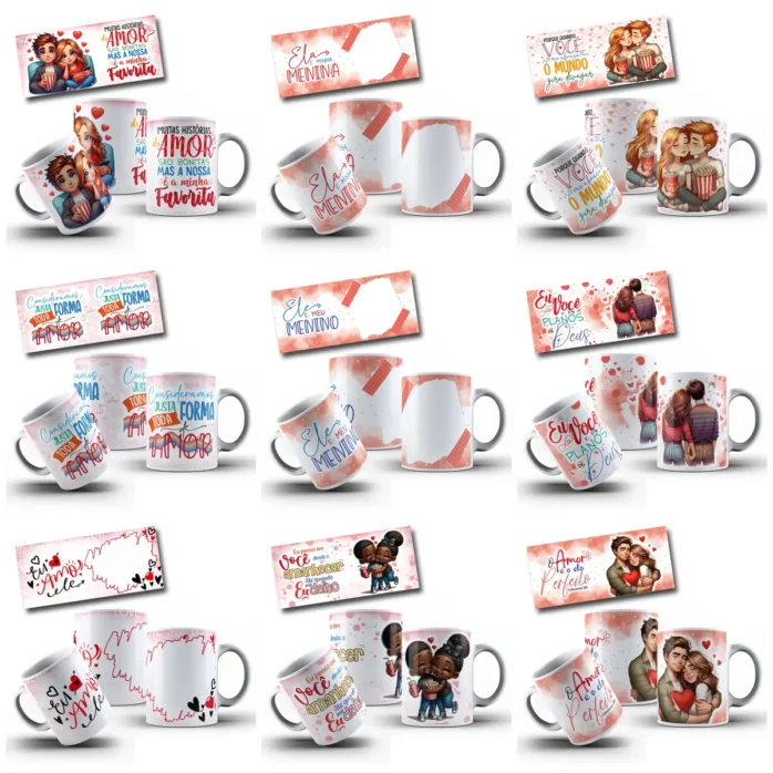 Kit de Designs para Caneca de Namorados em JPG