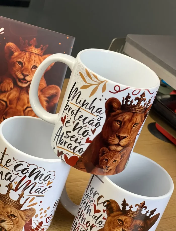 Kit de Designs para Caneca Dia das Mães - Tema Mãe Leoa