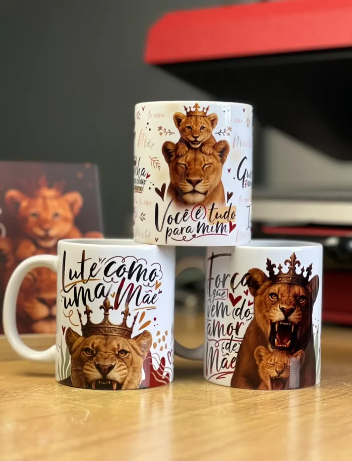 Kit de Designs para Caneca Dia das Mães - Tema Mãe Leoa