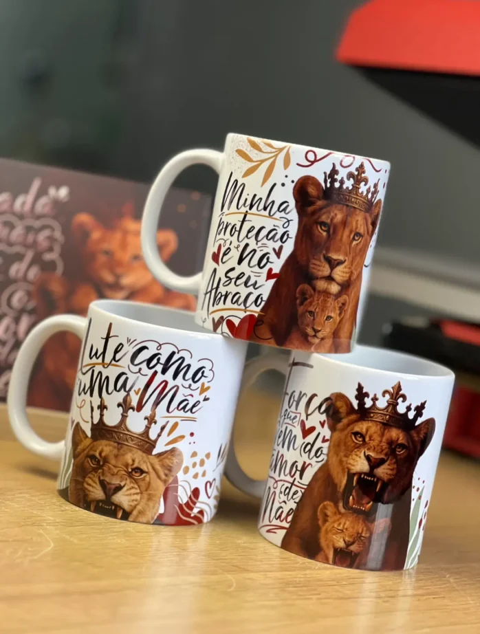 Kit de Designs para Caneca Dia das Mães - Tema Mãe Leoa