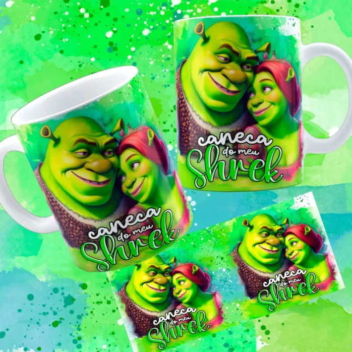 Kit de Designs para Caneca - Tema Shuerk e Fiona Namorados