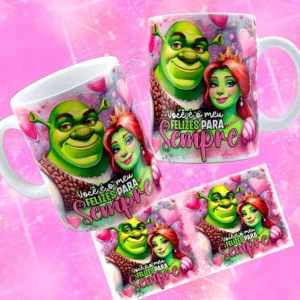 Kit de Designs para Caneca - Tema Shuerk e Fiona Namorados