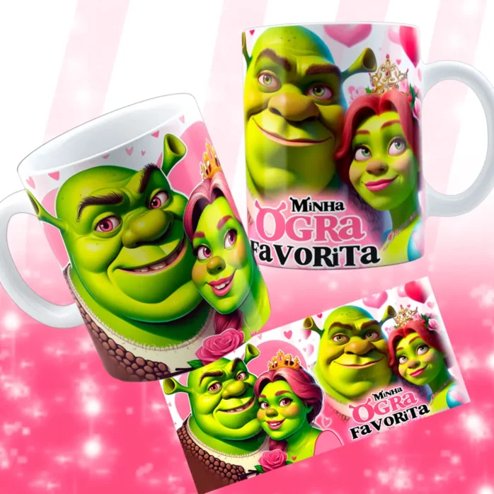 Kit de Designs para Caneca - Tema Shuerk e Fiona Namorados
