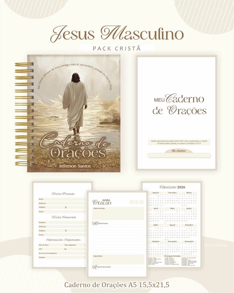 Kit Devocional Jesus Masculino Digital para Sublimação 2 Kit Devocional Jesus Masculino Digital para Sublimação - Imagem 2