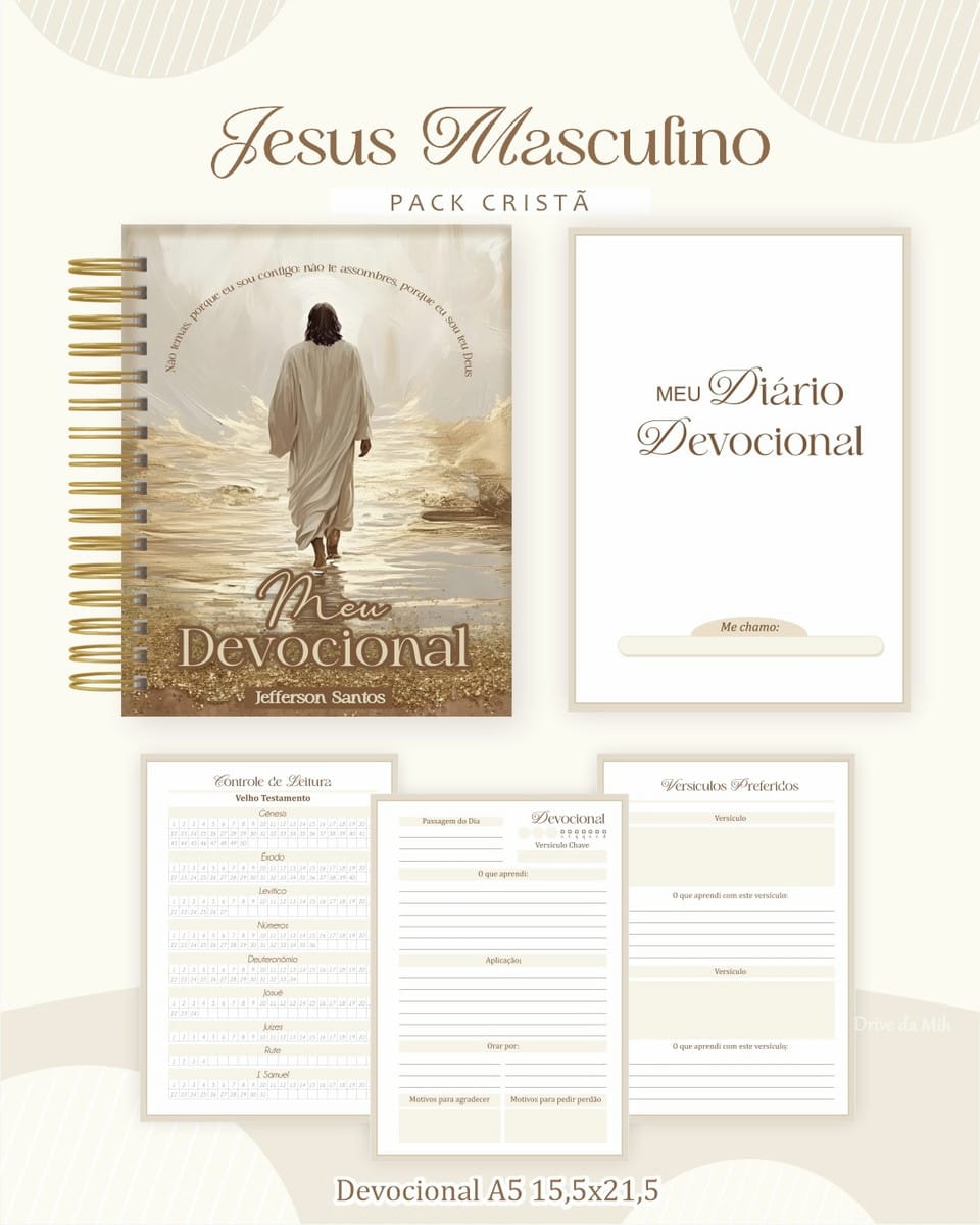 Kit Devocional Jesus Masculino Digital para Sublimação 3 Kit Devocional Jesus Masculino Digital para Sublimação - Imagem 3