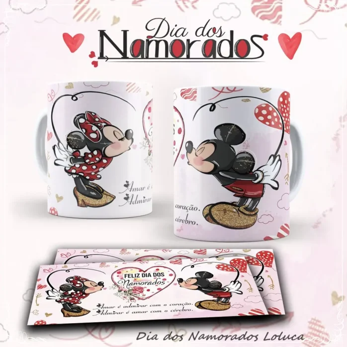 Kit Dia dos Namorados Mickey: Sublimação em Canecas