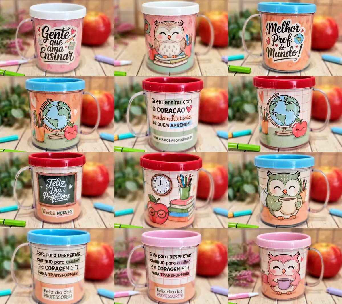 Kit Dia dos Professores Canecas Rosqueavel para Personalizar 1 Kit Dia dos Professores Canecas Rosqueavel para Personalizar
