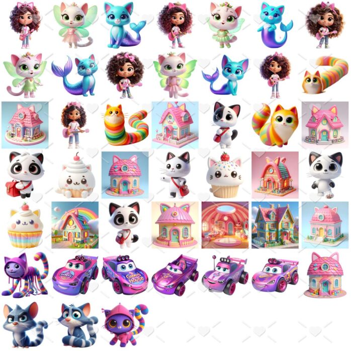 Kit Digital A Casa Mágica da Gabby Baby Png Ilustrações 3D