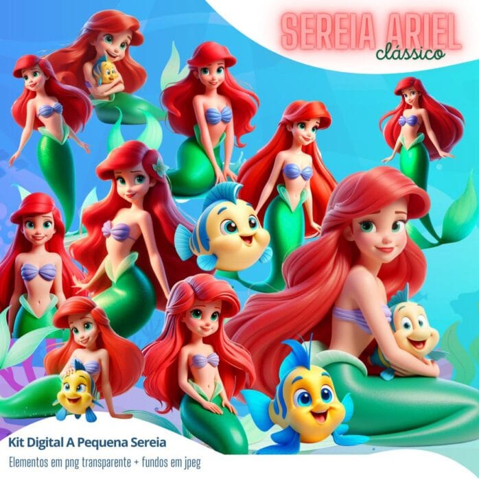 Kit Digital A Pequena Sereia Menina Imagens Png Princesa